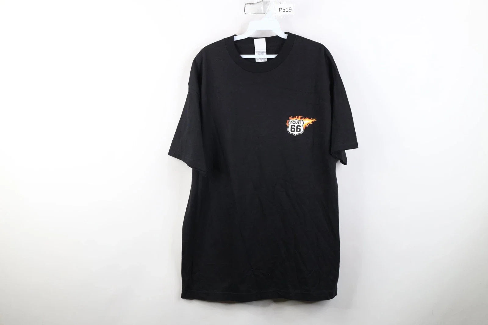 Vtg Y2K Streetwear Mens Large Route 66 Mean Streets Fire Flames Racing T-Shirt