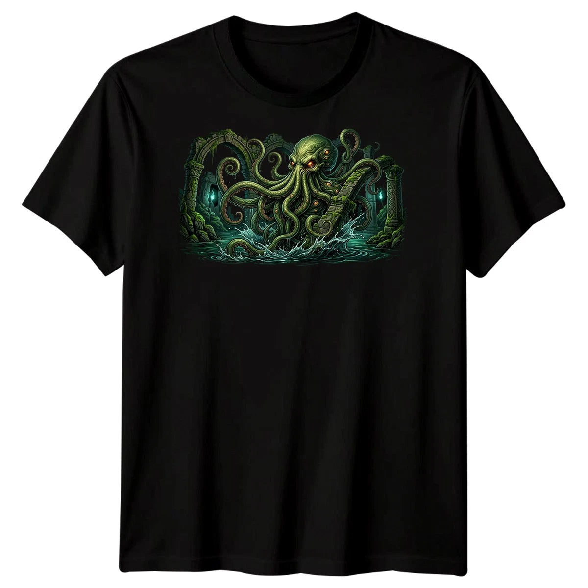 Cthulhu Rising Mens T Shirt Horror Sea Monster Kraken Squid Tentacles Tee