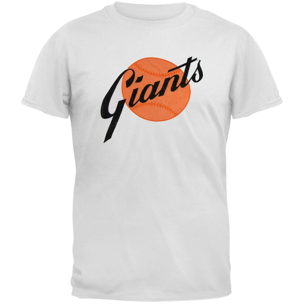 San Francisco Giants  -  Letters on Ball Logo Soft White Adult T-Shirt