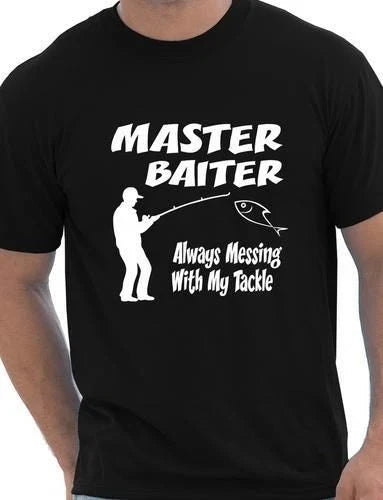 Master Baiter Funny Fishing T shirt Rude Mens T Shirt Size S-XXL