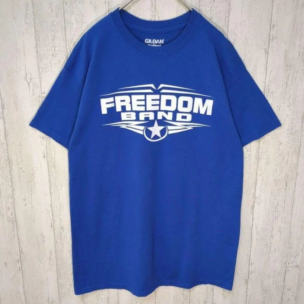 GILDAN American Casual Print T Shirt USA Vintage Simple Big Logo h105
