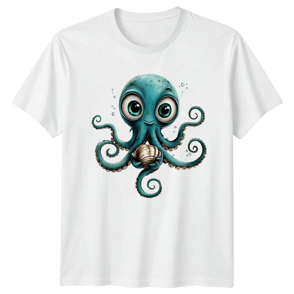 Cute Octopus Holding Shell T-Shirt Marine Life Gift For Him And Her