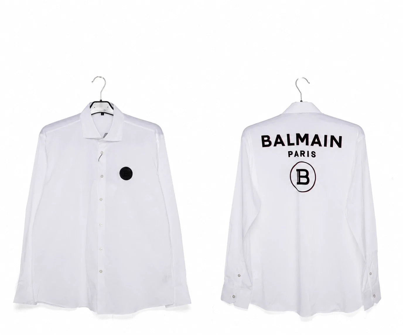 balmain white shirt with Front Logo and printed written on the back