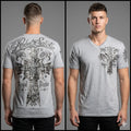 REBEL SAINTS by AFFLICTION Grey Oil Stain Short Sleeve Slim Fit Y2K T-shirt NWT