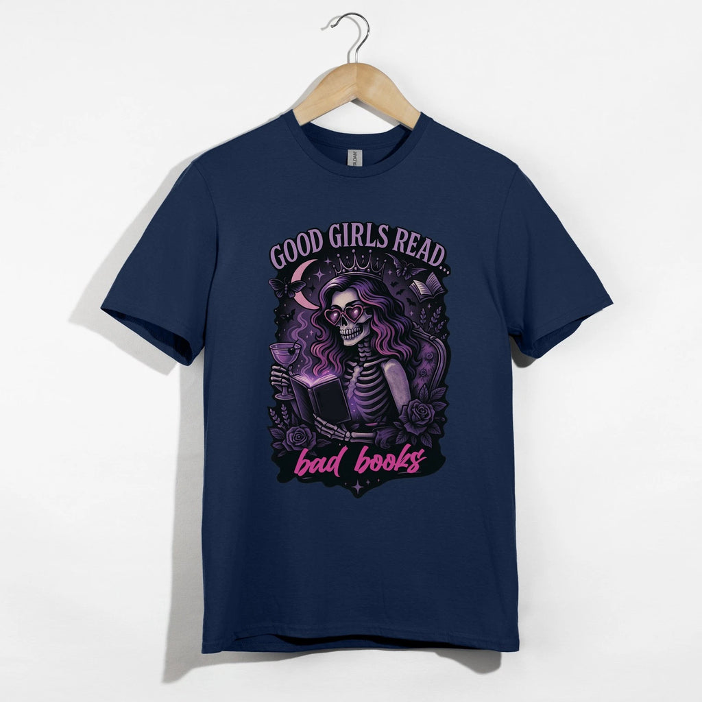 Good Girls Read Bad Books Shirt, Gothic Book Lover Tee, Spooky Reader Top