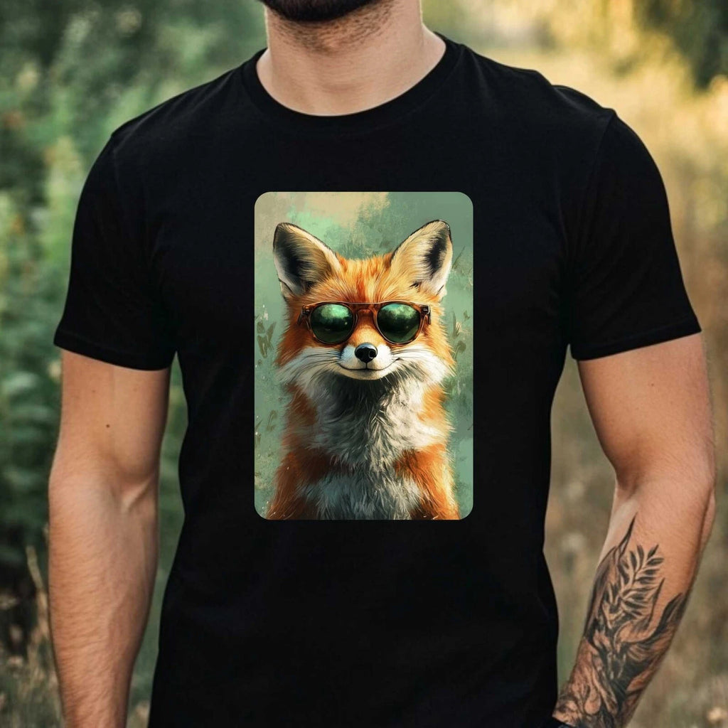 Mens Fox Sunglasses Print Cotton T-Shirt Size XS to 5XL