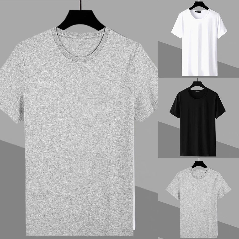 Casual Round Neck Men's Tee Top with Slim Fit Styling for Casual Events