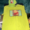 Men's Yellow Pop Art Graphic Print T-Shirt Crew Neck Short Sleeve Cap Set