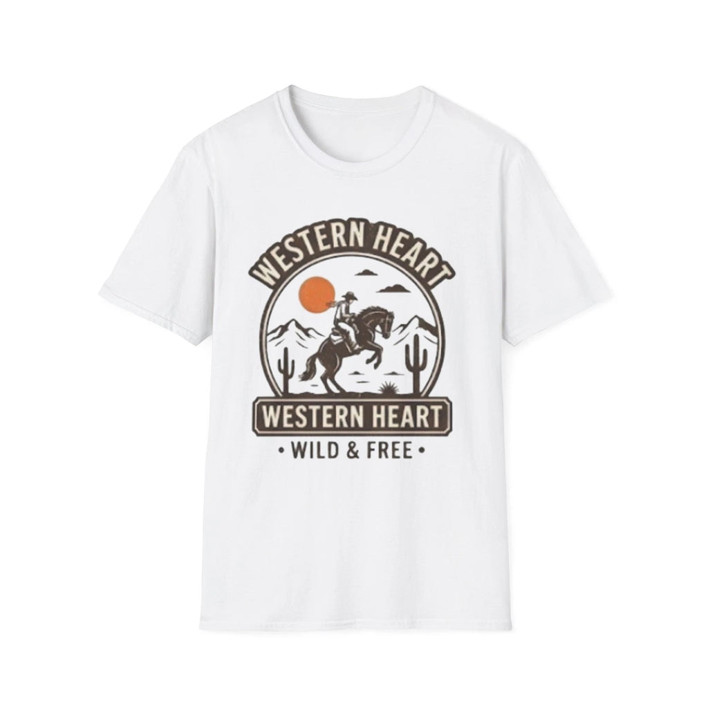 Mens Vintage Style Western Heart Cowboy T-Shirt, Unisex Aesthetic Graphic Tee