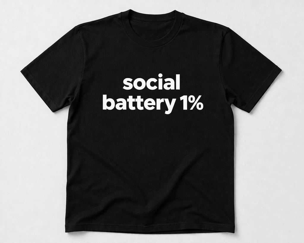 Social Battery 1% Shirt Funny Introvert Minimalist Unisex Tee