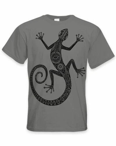 Tribal Lézard Modèle Tatouage Grand Imprimé Homme T-Shirt - Hippie Tattoos