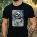 Men's Shih Tzu Dog Painting Portrait Motif Cotton T-Shirt Size XS to 5XL