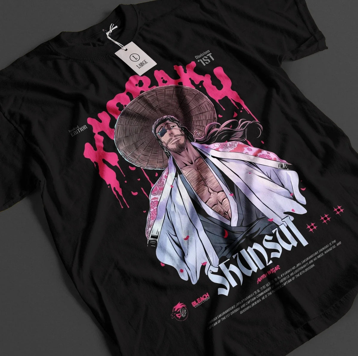 Bleach Anime Shirt Kyoraku Shunsui T-Shirt Ichigo Bankai Top Zaraki Unisex Tee
