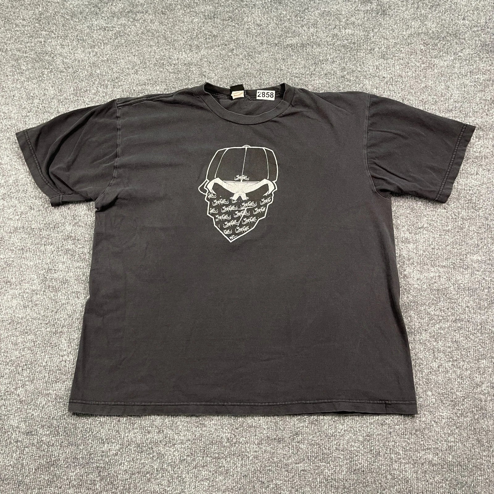 Vintage Y2K No-Fear So Cal Bandana Skull Shirt XL 24x25 Black