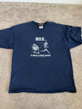 VTG Milk Skateboard Shirt D-Lab Dairies Mens XL Y2K Skate Blue Short Sleeve