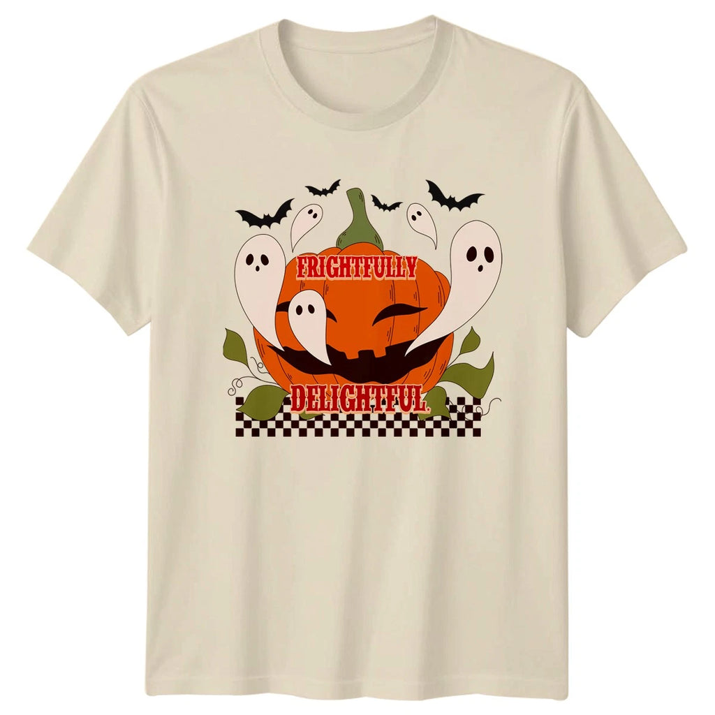 Frightfully Delightful T-Shirt Cute Ghost Pumpkin Halloween