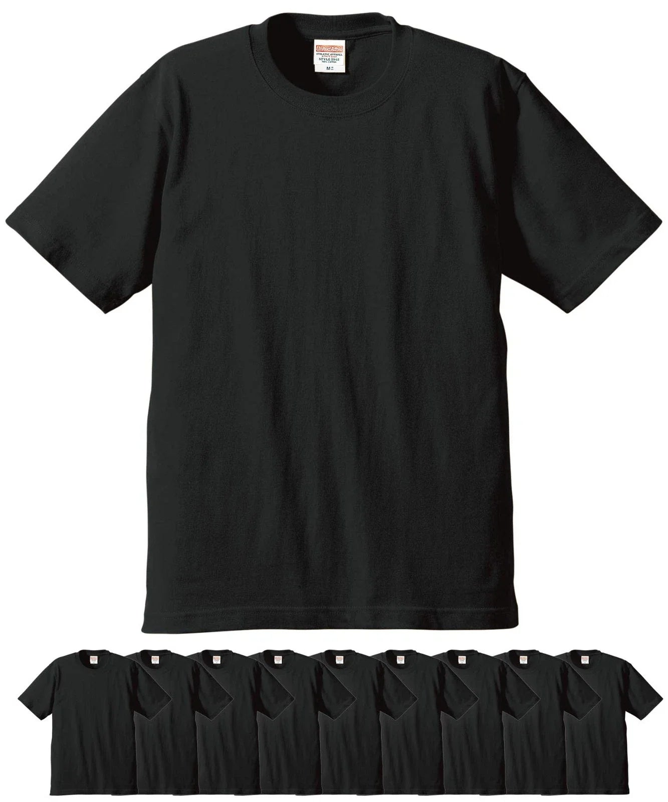United Athle 5942-01 6.2oz Premium T-Shirts Set of 10 Men's (Black, M)