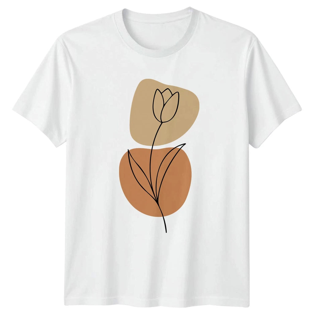 Simple Line Art Tulip Bloom T-Shirt Minimalist Art Floral Botanical Birthday