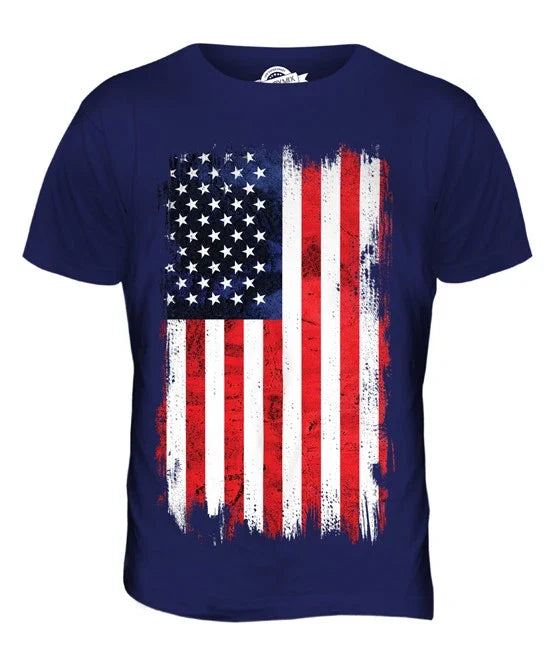 STARS AND STRIPES GRUNGE FLAG MENS T-SHIRT TEE TOP USA US UNITED STATES AMERICA
