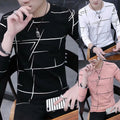 Men's Crew Neck Slim Fit Long Sleeve Muscle Top T shirt Print Blouse Pullover