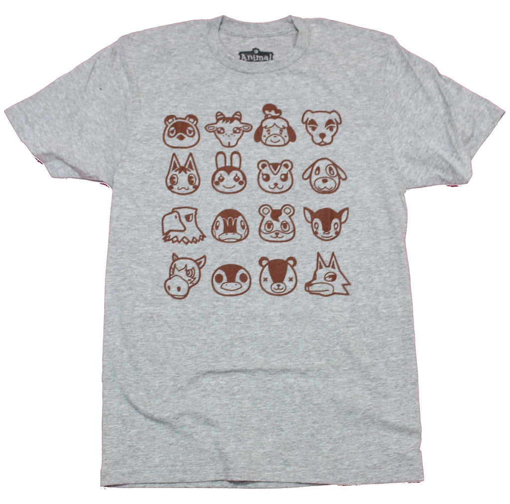 Animal Crossing Adult New T-Shirt  - 16 Simple Character Head Pics