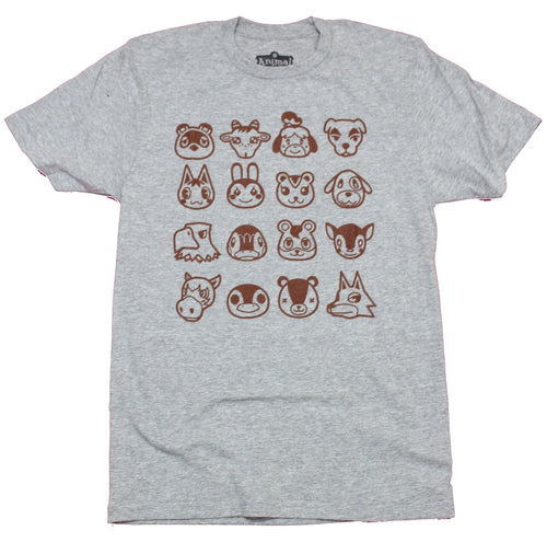 Animal Crossing Adult New T-Shirt  - 16 Simple Character Head Pics