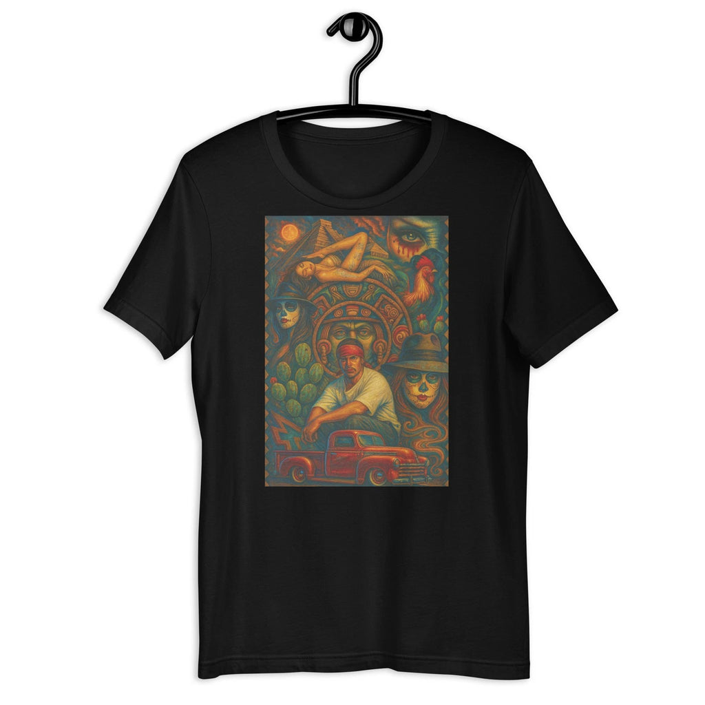Chicano Red Truck T-Shirt – Aztec Lowrider Mexican Art Graphic Tee