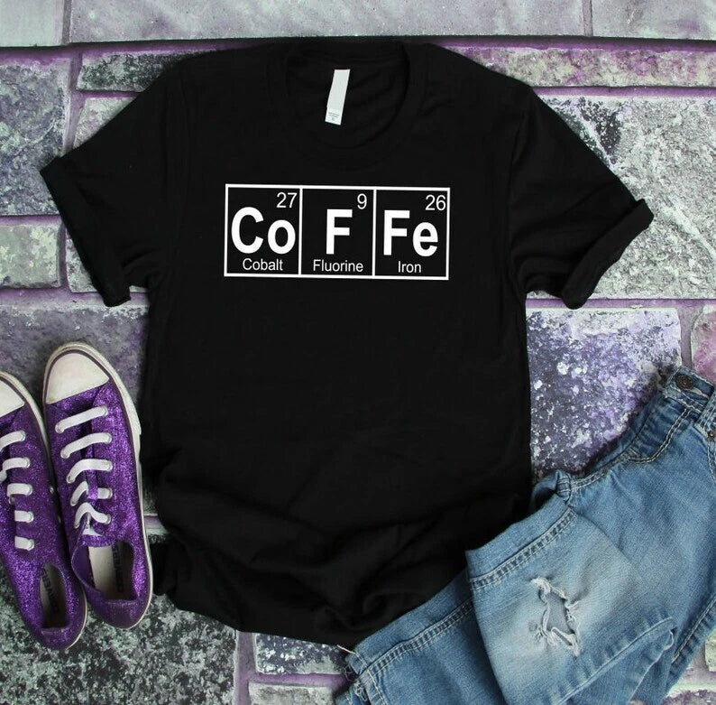 Funny Periodic Table Coffe Science tee Cool Chemistry elements Trendy T-Shirt