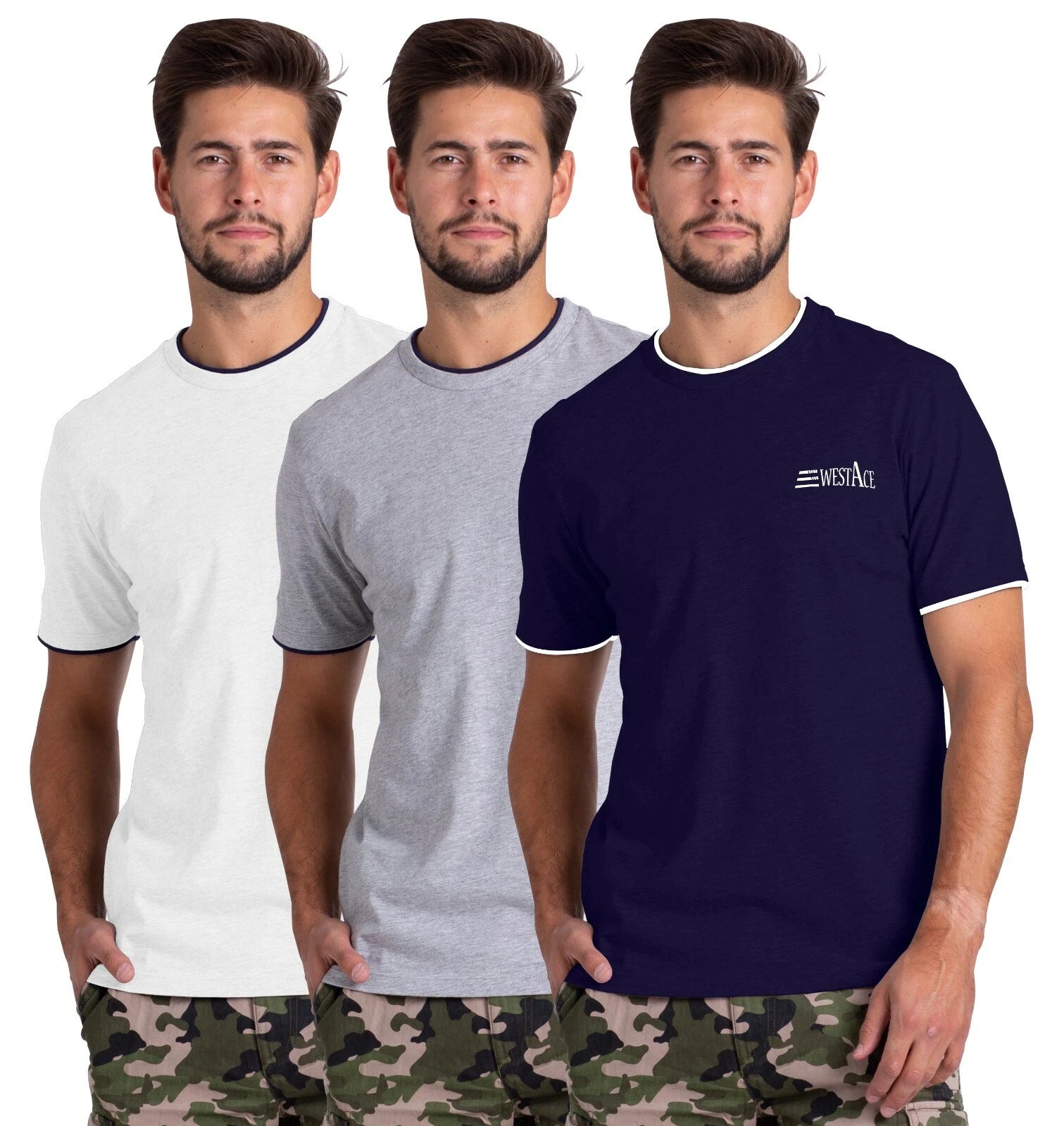 Mens Slim Fit T Shirt Cotton Short Sleeve Round Neck Crew Top