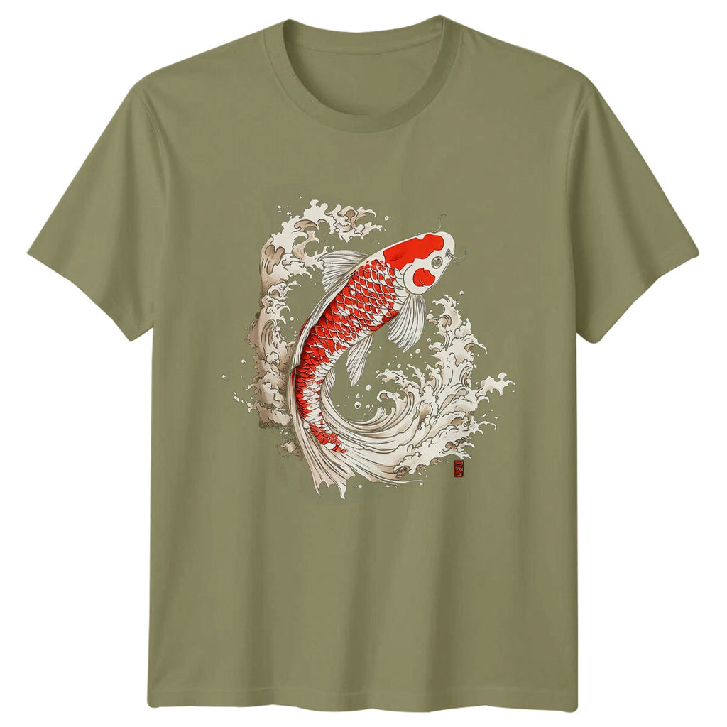 Koi Fish Mens T-Shirt Japanese Art Graphic Animal Tee