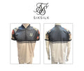 SikSilk Mens Grey/White SS T-Shirt Top Curved Hem Tee Logo Embroidery! SS-12836