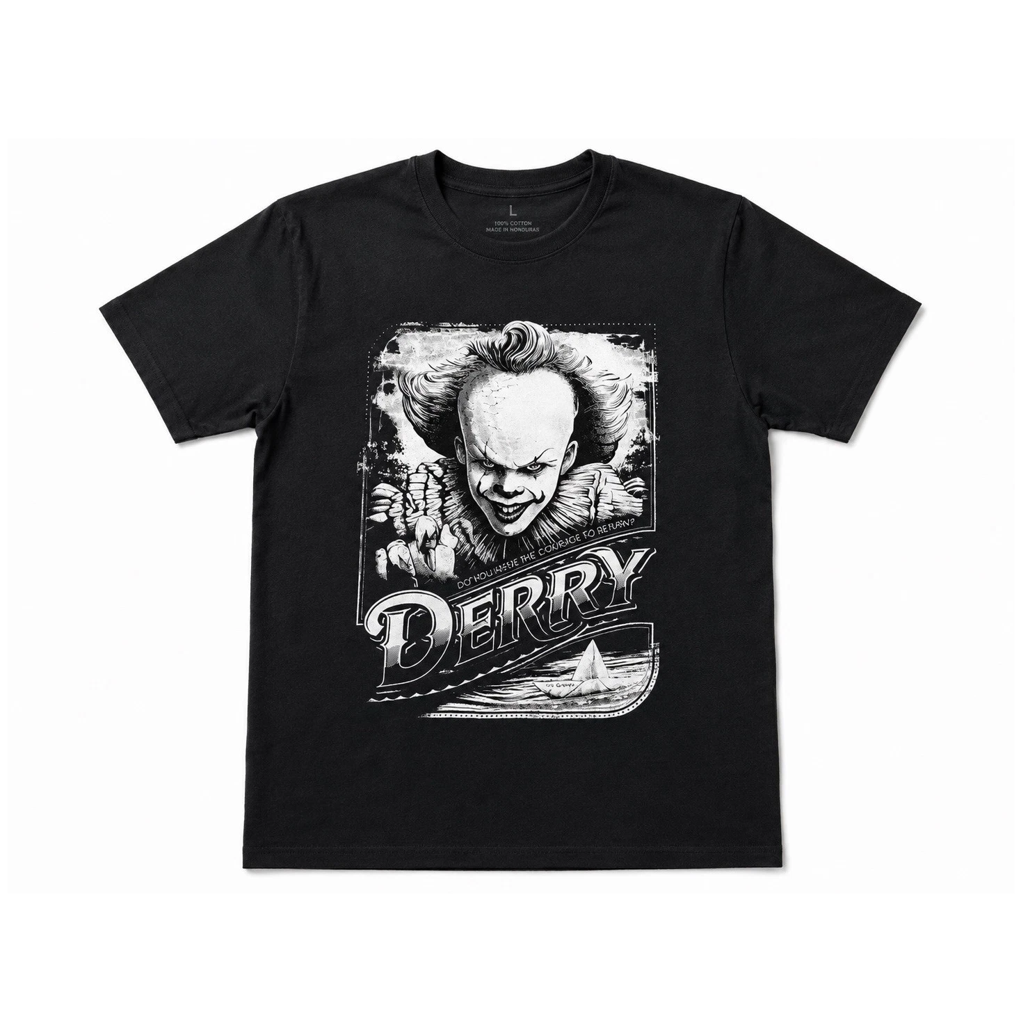 IT Pennywise Horror Graphic T Shirt Mens Large Black Stephen King Movie Tee