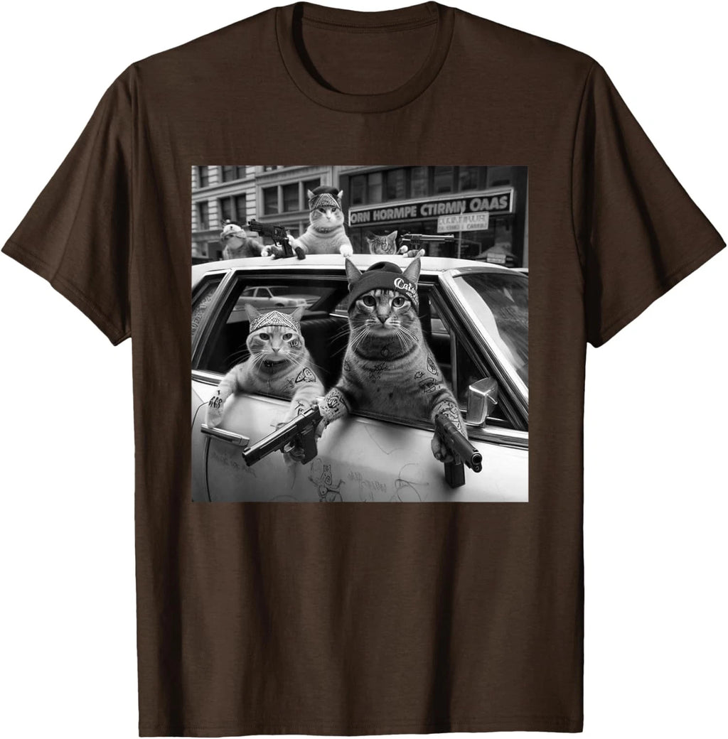 Funny Gangster Cats Street Design Funny Gangster Cat Unisex T-Shirt