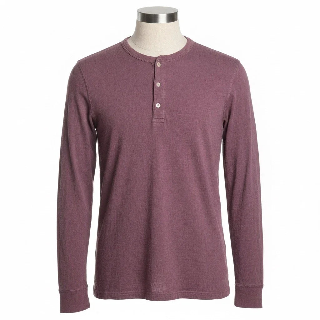 UNTUCKit Henley Shirt Yannik Men Medium M Burgundy Maroon Button Casual Top