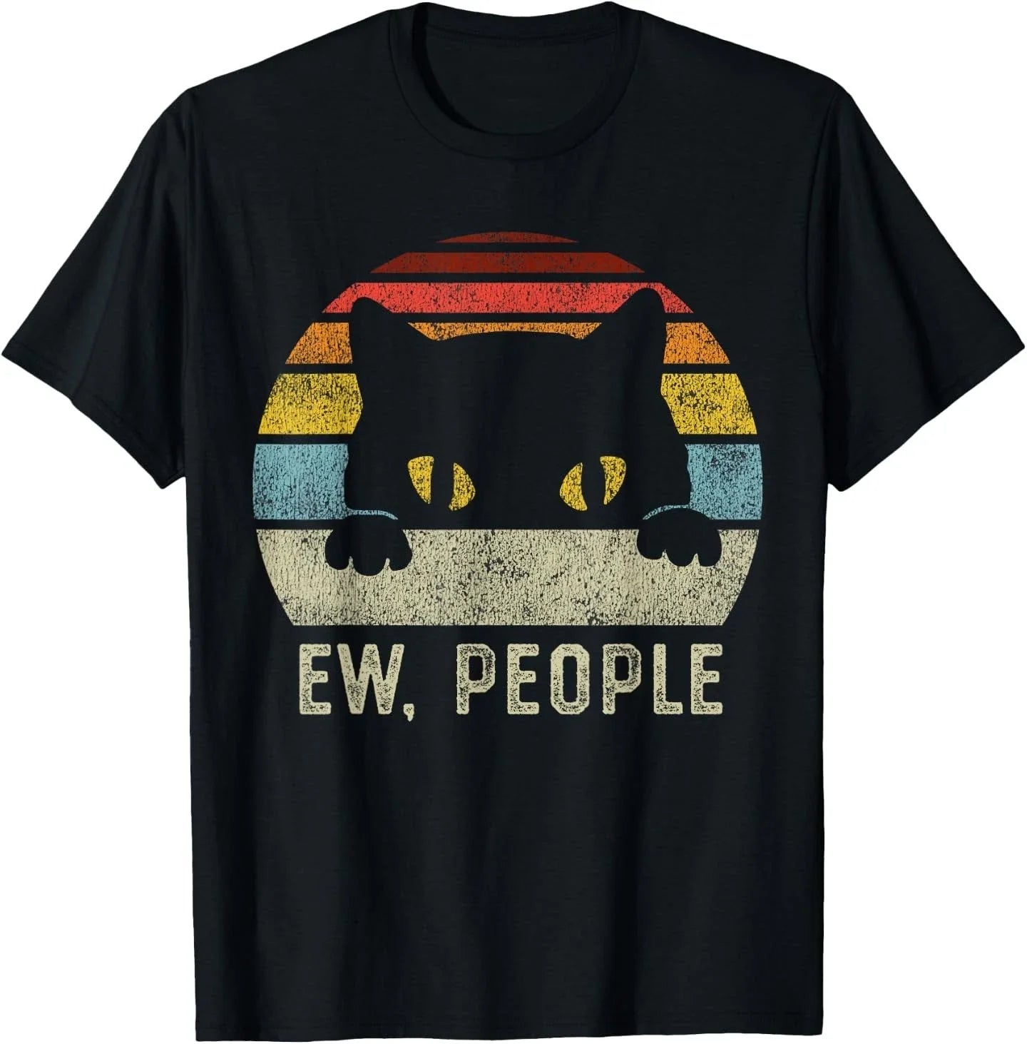 Ew People Retro Cat Funny Vintage Anti Social Introvert T-Shirt