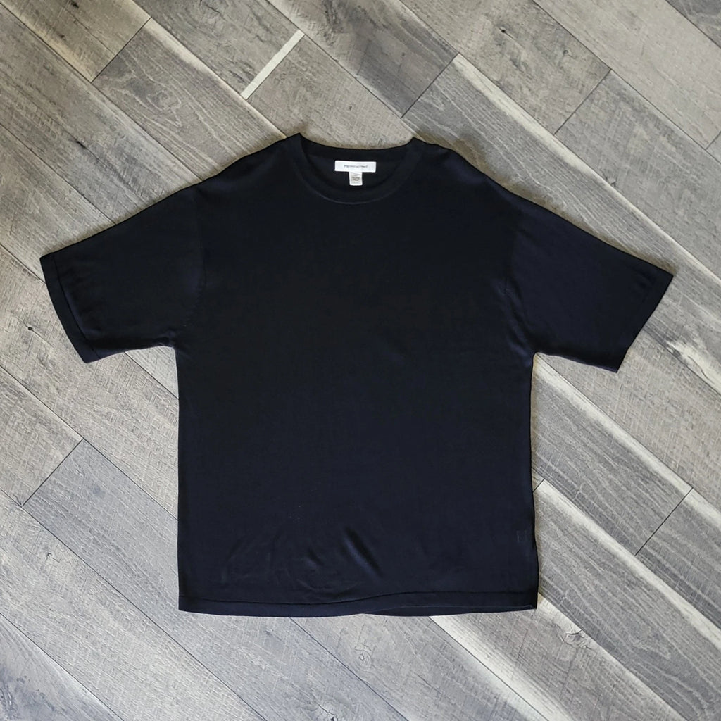 Pronto Uomo 100% Silk T Shirt XL Black Breathable Stretch Silky Lightweight