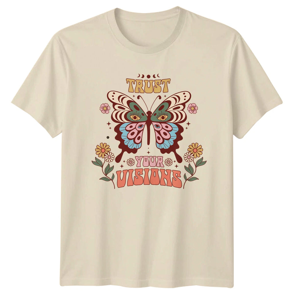 Boho Trust Your Visions Butterfly Nature Retro Graphic T-Shirt