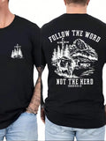 Men's Faith Follow The Word Not The Herd Double-Sided Christian Graphic Tee