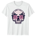 Romantic Gothic Rose Skull Womens T-Shirt Floral Skull Gothic Birthday