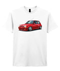 Cartoon Renault 5 GT Turbo Car Drawing T-Shirt.