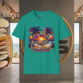 Cool Great Dane Dog Sunglass Sunset Beach Day Surf Unisex SoftStyle T-Shirt