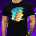 Mens Pisa Tower Motif Cotton T-Shirt Size XS to 5XL
