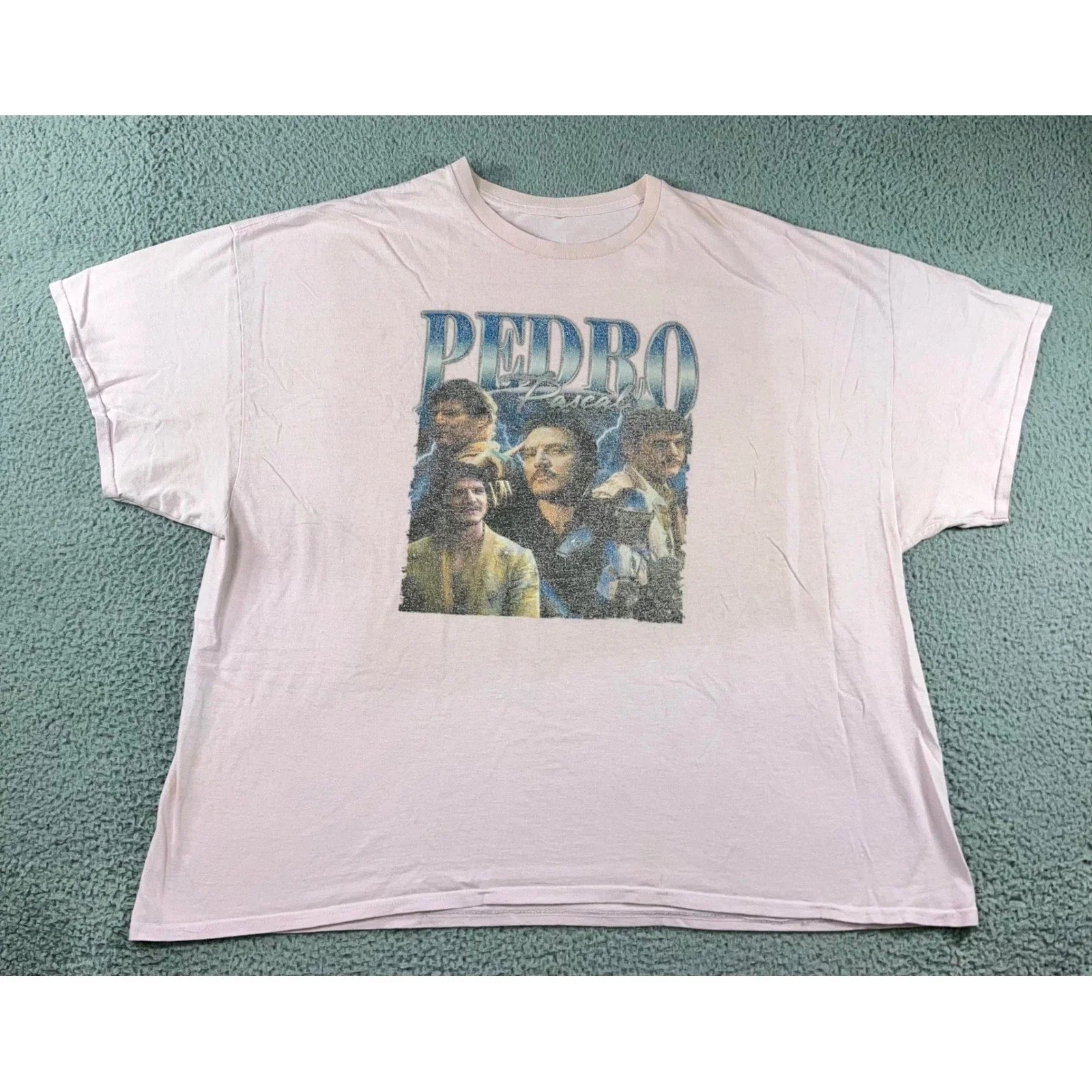 Pedro Pascal Graphic Tee Men 4XL Pink 90s Bootleg Style T-Shirt