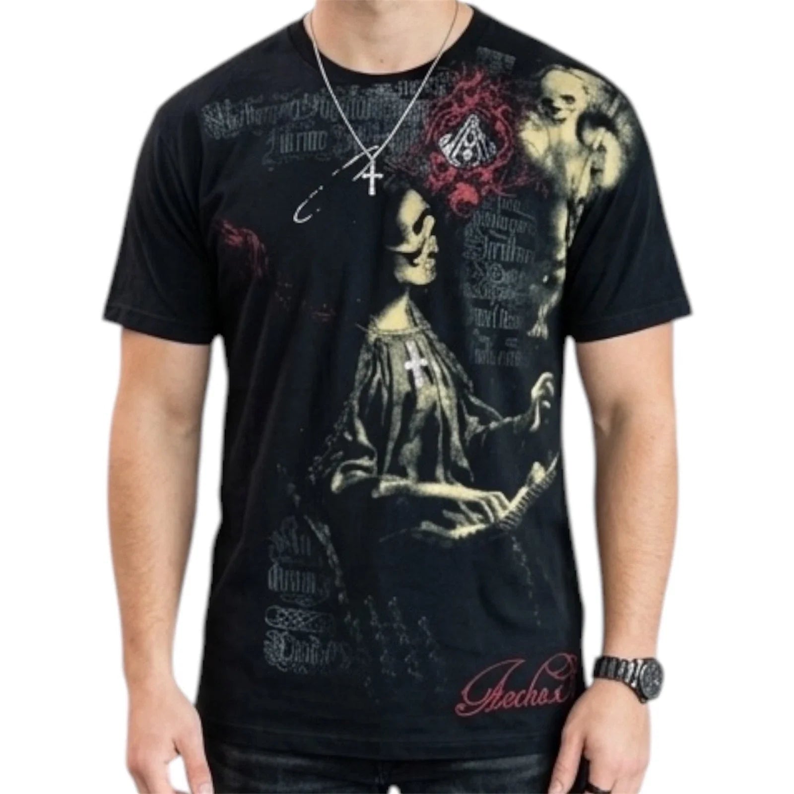 ARCHAIC by AFFLICTION Black LULLABY Short Sleeve Slim Fit Y2K Mens T-shirt NWT