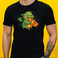 Little Dragon Eats Pizza Print Cotton Mens T-Shirt Size XS to 5XL