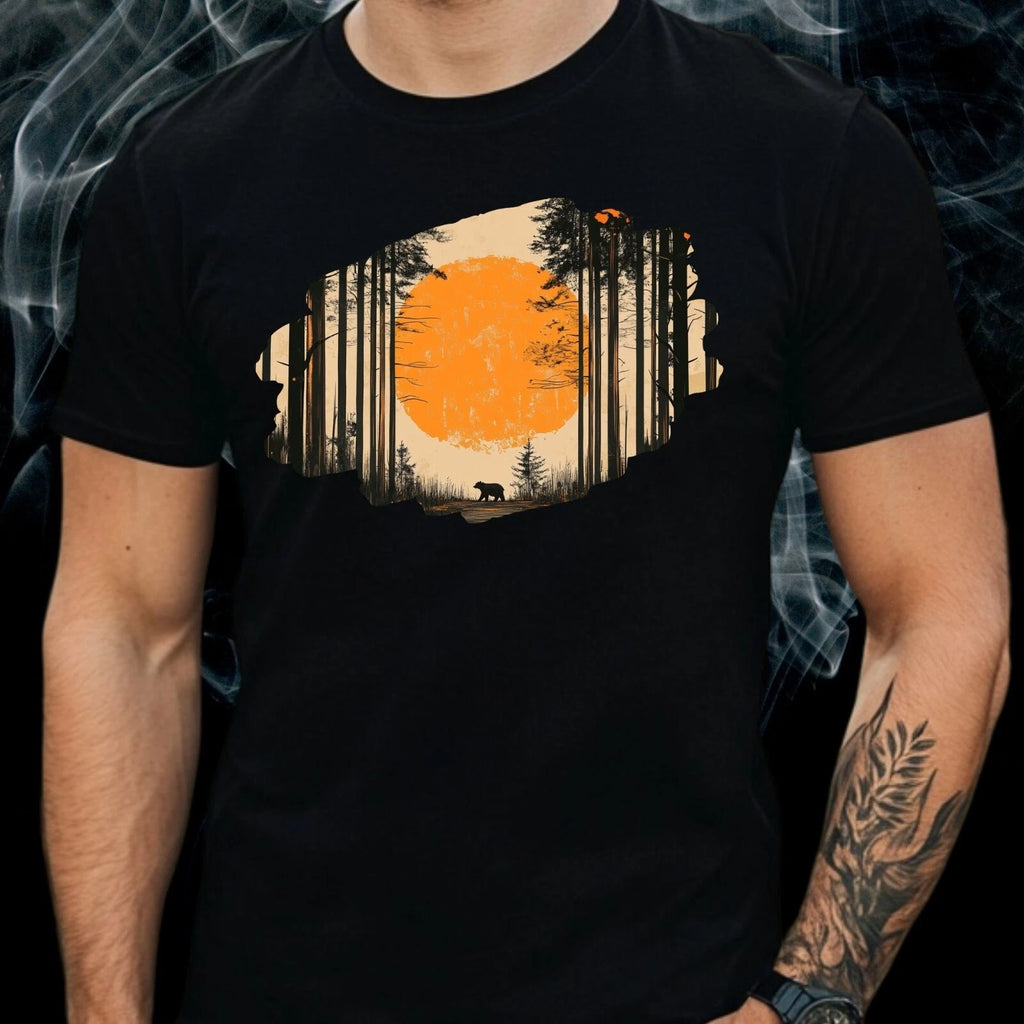 Mens Forest Landscape Motif Cotton T-Shirt Size XS to 5XL