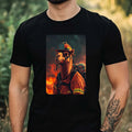 Mens Camel as Firefighter Motif Cotton T-Shirt Size XS to 5XL