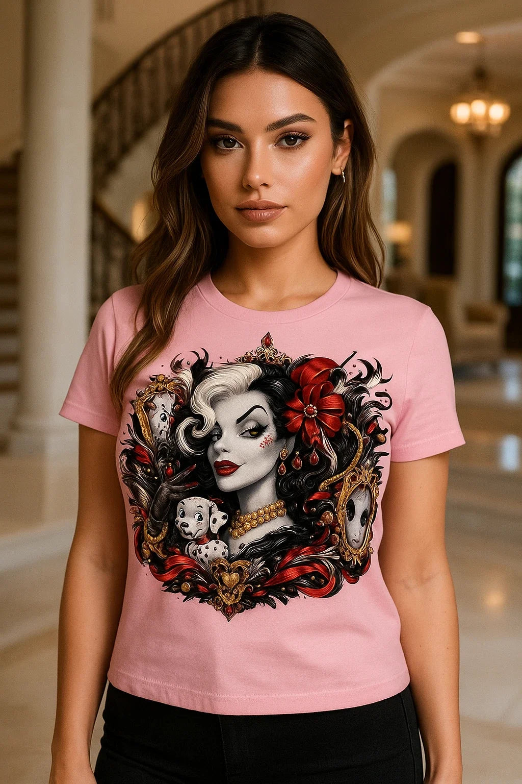 Cruella Inspired Shirt Dalmatian Villain Tee Dark Glam Aesthetic Graphic TShirt