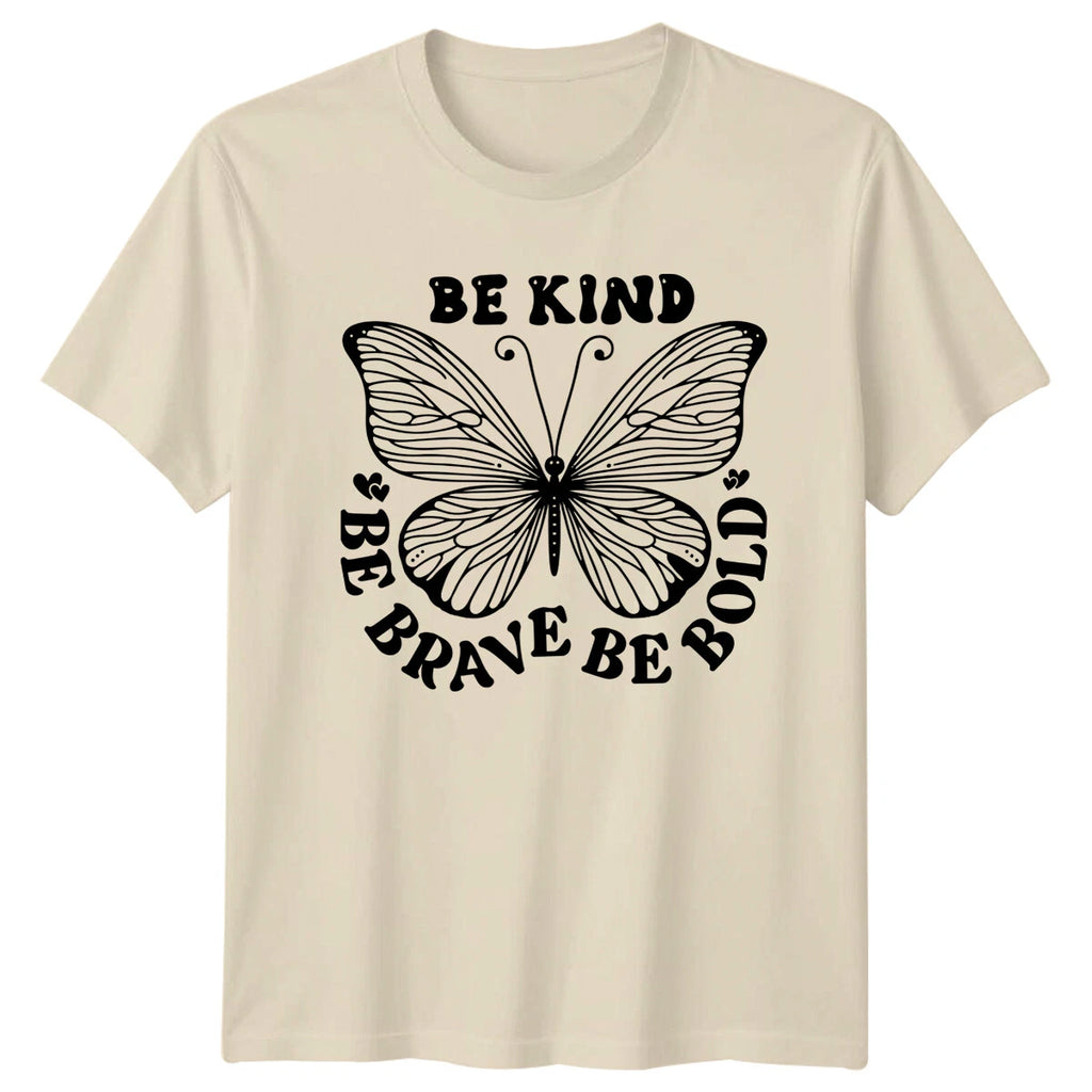 Be Kind Brave Bold Butterfly Boho Graphic T-Shirt