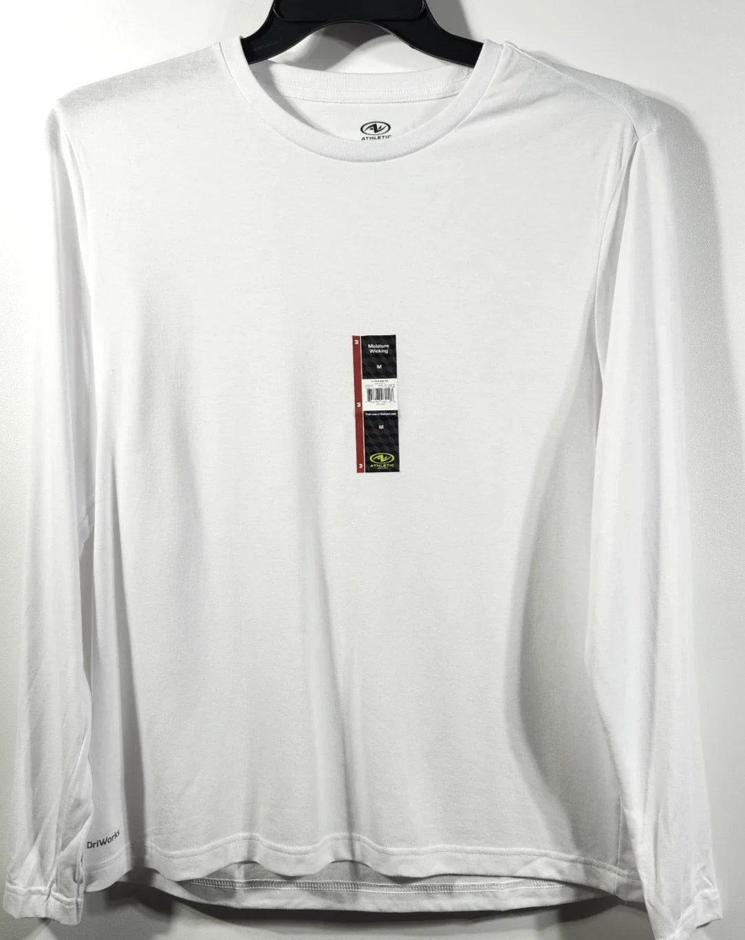 Men's T-Shirt Size Medium White Long Sleeve Athletic Works Moisture Wicking